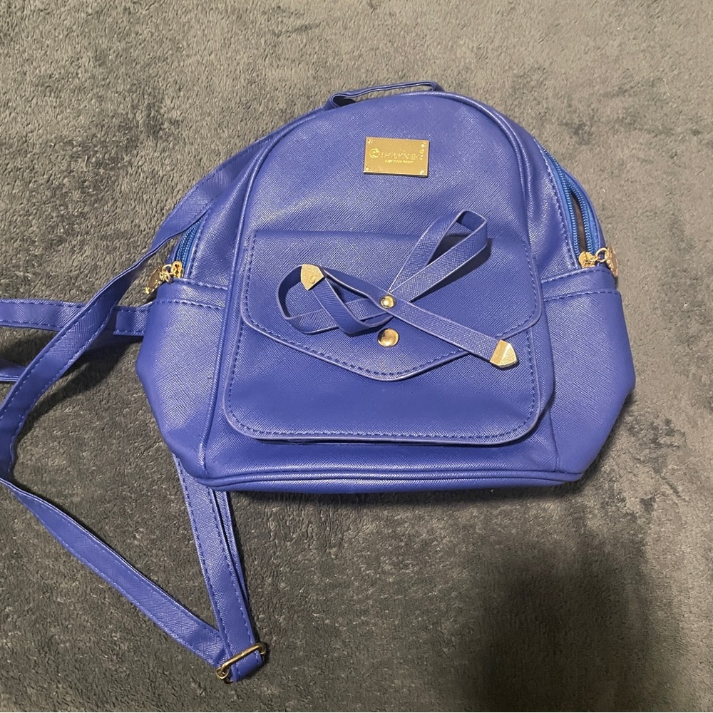 IHAYNER Blue And Gold Bow Mini Backpack